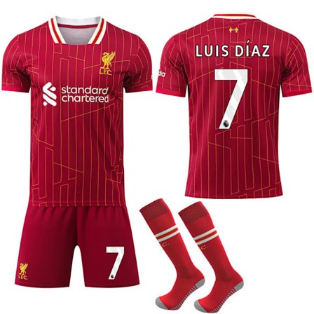 2024-2025 Liverpool Hjemme Barn Voksen Fotballdrakt Med Sokker No.7 LUIS DIAZ 22