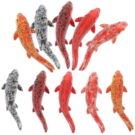 10 stk. Realistisk Miniature Koi Fisk Figur, Akvarium Fake Guldfisk Figurer Små Resin Rød Guldfisk Mini Fisk Figurer DIY Håndværk Have Tilbehør