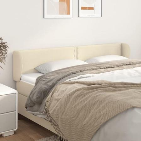 Vidaxl Huvudgavel Med Kanter Gräddvit 203x23x78/88 Cm Konstläder Kräm