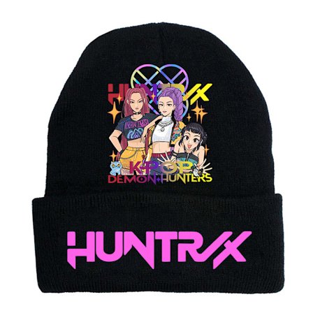 KPOP DEMON HUNTER omkransende strikket hat krøllet uldhat trykt beanie hat udendørs kold hat voksen