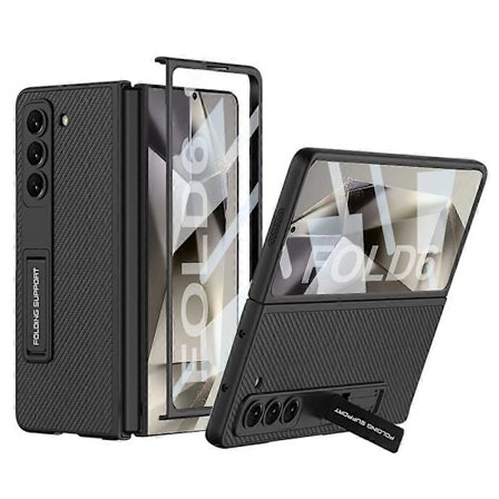 Skal för Samsung Z Fold 6 med gångjärnsskydd, helkroppsskydd med inbyggt skärmskydd PU Läder Skyddande Telefonskal för Samsung Galaxy Z F