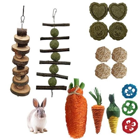 16 stk. dværgkanin tyggelegetøj, gulerodslegetøj til små dyr, Gu