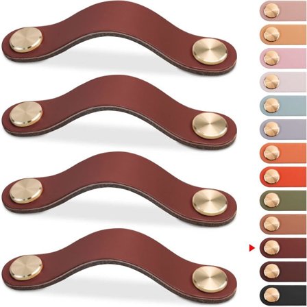 4 st lädermöbelhandtag, skåpdörrknopp Läderhandtag Lådhandtag, vintage möbelhandtag för skåp, byrå, kök (brun, 128 mm)