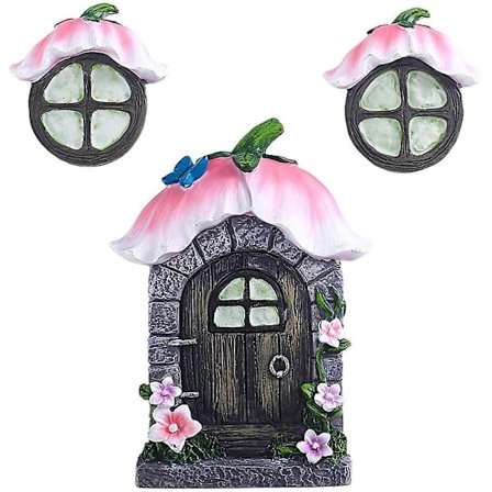 3 stk. Fe Dører Og Vinduer Tre Ornamenter Fe Hage Ornament