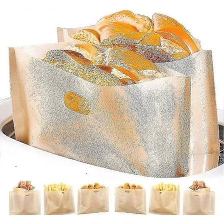 Non-stick gjenbrukbar brødristerpose, 9 vaskbare Teflon toastposer, 16*16.5cm
