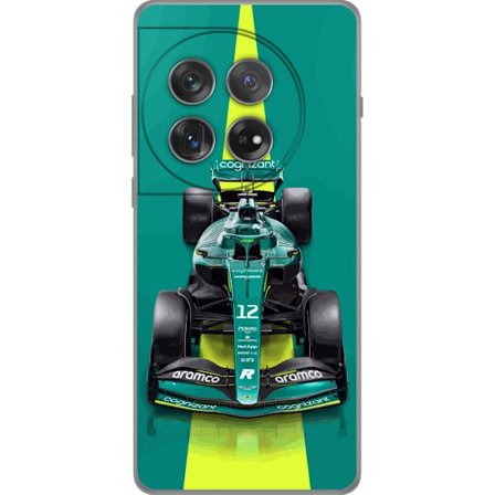 Yhteensopiva Puhelinkuori OnePlus OnePlus 12 Aston Martinin Formula 1 -auto vihreässä kilpailumuotoilussa, jossa on moderni studiosentuntma