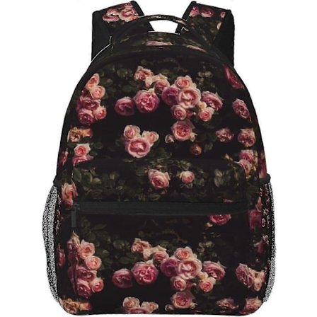 Ryggsäck med Rosor, Ros-Laptopryggsäck, Blommig Surfplatta Rese-Picknickväska, Söt Laptopväska Damväska
