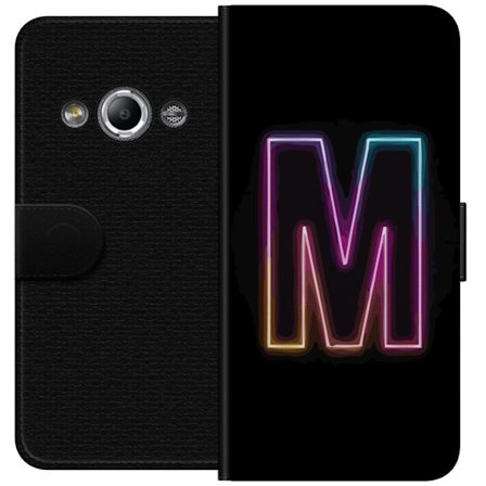 Kompatibelt Lommeboketui til Samsung Galaxy Xcover 3 Neonbokstav M med fargeskiftende lys effekt mot svart bakgrunn, moderne minimalistisk typografi m