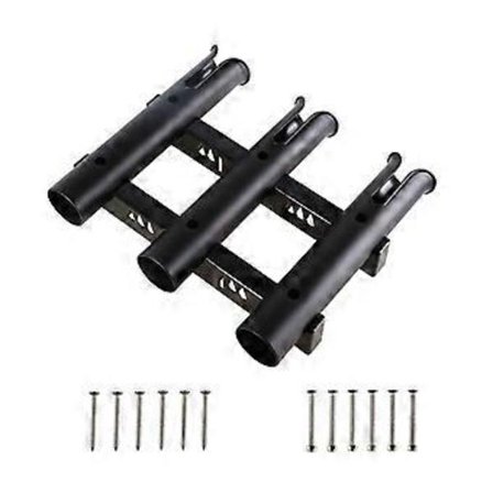 Vægmonteret fiskestangholder med skruer til kajakker 3-rørs led Stangstativ Fiskegrej Sokkel Fiskestangholder Sort Sort