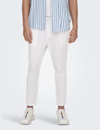 ONLY & SONS Onslinus Crop 0007 Cot Lin Pnt Noos - White - M