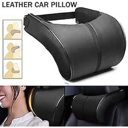 Huvudstödskudde, nackkudde för bil, PU-läderkudde, andningsbar sittkudde, designad med minnesskum för nacksmärtlindring