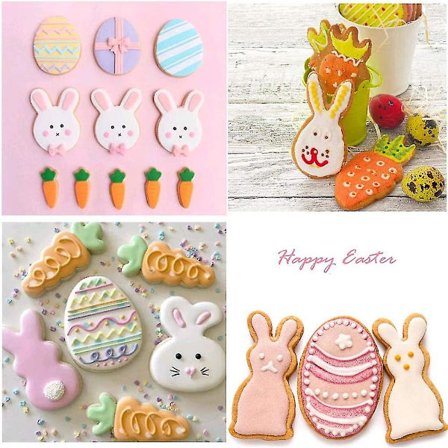 Påske Cookie Cutters Sæt - Kanin, Kanin Ansigt, Æg og Gulerod Biscuit Cutters til Påske