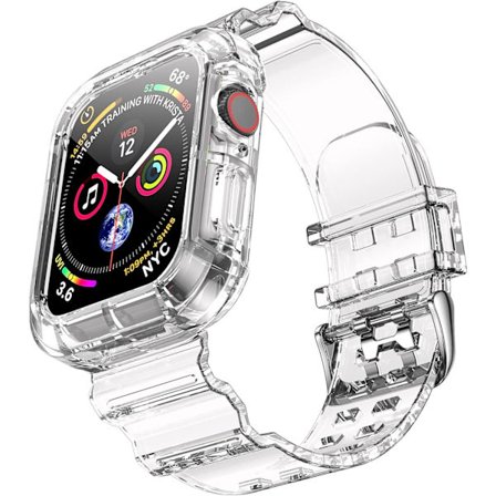 Transparenta Armband Apple Watch Armband 42mm 44mm 45mm, Kristallklart Transparent Mjukt Silikon iWatch Sportarmband för Apple Watch 8/7/SE/6/5