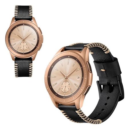 Samsung Galaxy Watch (42mm) ridge stil ekte skinn klokkereim - Svart