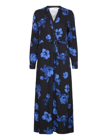 Slfkatrina Ls Aop Ankle Dress Noos Black Selected