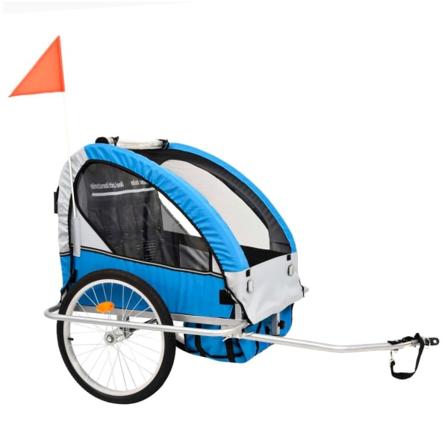 Vidaxl 2-i-1 Barncykelvagn & Gåvagn Blå Och Grå Blå