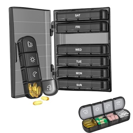 Weekly Pill Organizer 7-Day Portable 28 Grids Daily Pill Box