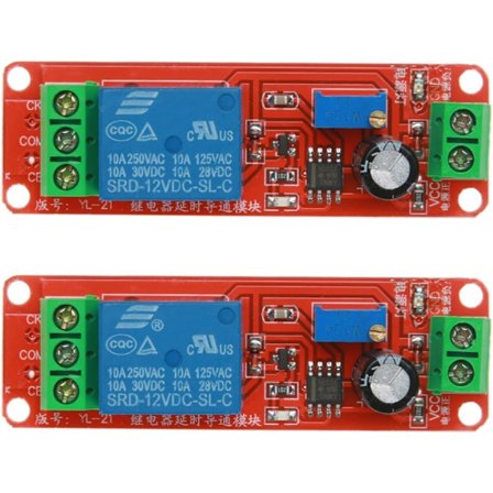 2 stk. NE555 12V DC justerbar 0-10 sekunders forsinkelsesrelæ switch modul skærm