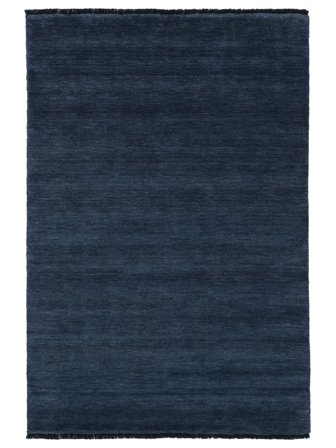 Handloom Fringes 80X120 Petit Bleu Foncé Uni Tapis De Laine