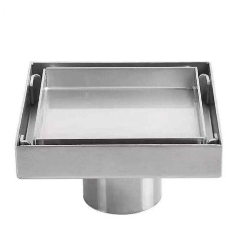 Usynligt gulvafløb 304 rustfrit stål fortykket deodorant gulvafløb firkantet 1010 cm, af DEBUNS