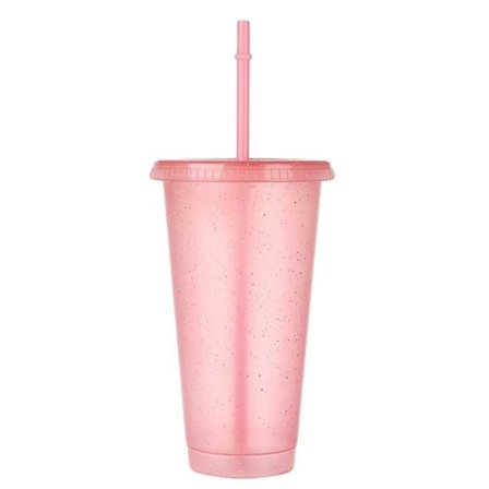 710 ml Gjenbrukbar kopp med sugerør Flash Powder Glitrende Sportsvannflaske Plast_qcx