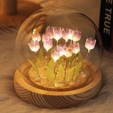 10/20stk Tulipan Nattlys Batteridrevet Tulipan Blomster Bordlampe Diy Simulering Tulipan Led Nattlys Håndlaget Sengelampe D