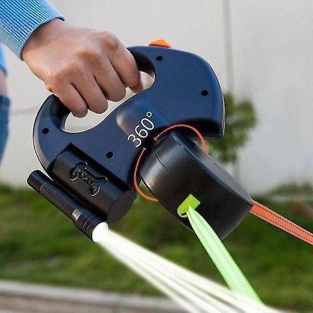 Indragbar dubbel hundkoppel med enkelt bärbart vridbart