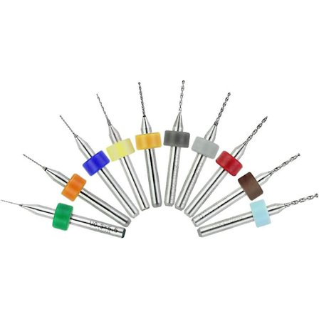 Sæt med 10 mikro-karbid PCB-bor fra 0,3 mm til 1,2 mm diameter, 1/8" skaft, mini-forsænkerbit præcisionsværktøj i æske