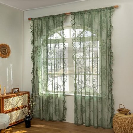 Vihreät pitsiverhot 2 kpl