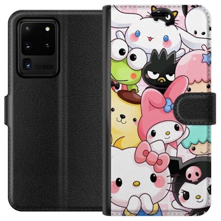Kompatibelt Lommeboketui til Samsung Galaxy S20 Ultra Tett mønster av søte figurer med store øyne i ulike farger og uttrykk med LABUBU-tekst