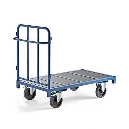 Plattformwagen EMBARK, 1 Seite, 1300x700 mm, 1200 kg, blau