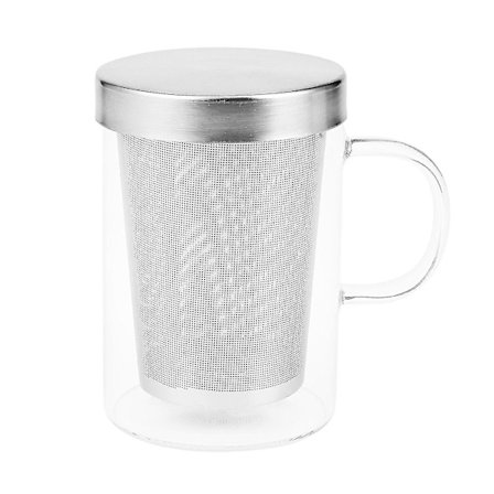 500 ml Matkustuslämpökestävä Lasinen Teepannu Mukilla Ruostumattomasta Teräksestä Valmistetulla Kannella Kahvimuki Termospullo Keittiöön