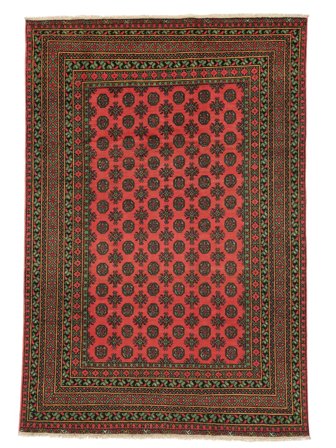 Handgeknüpft Afghan Fine Teppich 201X295 Dunkelrot/Schwarz
