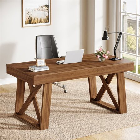 Skrivebord i tre med én skuff 140x70cm - Brun