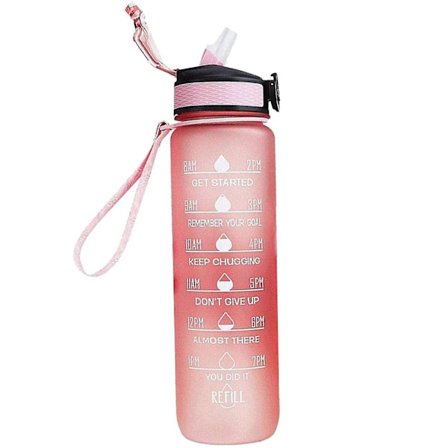 1000 ml gratis motivationsflaska med tidsmarkör, fitnesskannor, gradientfärgade koppar, utomhusfrostad vattenflaska