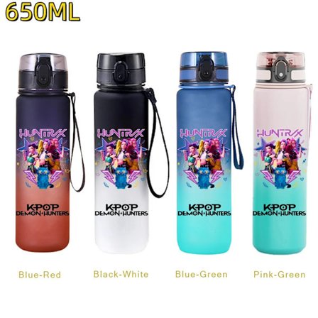 650 ml KPop Demon Hunters -vesipullo läppäisellä kannella – täydellinen matkustamiseen, kuntoiluun ja lahjoihin