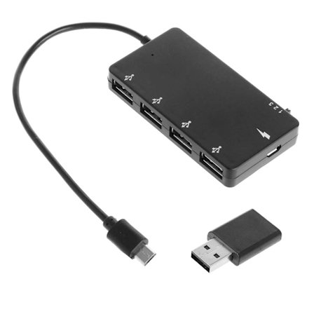 USB C-hubb, 5-i-1 USB-C-splitter med 4 USB-gränssnitt USB-hane till Micro USB-hona-adapter för smartphones och surfplattor