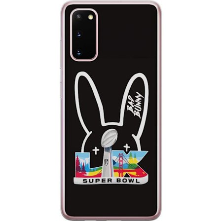 Kompatibel Mobilcover til Samsung Galaxy S20 Bad Bunny portræt med åben skjorte, tatoveringer og krøllet hår i stilfuld modefotografering
