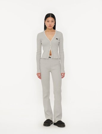 ROTATE Birger Christensen Fine Rib Flared Pants - Blue - XL