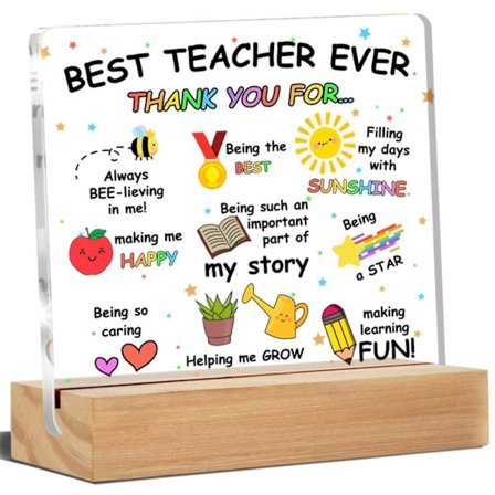 Lærer takkegaver, takkegaver til lærere, akryl skilt kontordekor 15x15cm