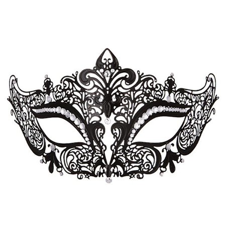 Metallmask Rhinestone Metall Maskerad Mask Kvinnor Venetiansk Mask Venetiansk Fest Bal Metallmask Halloween Karneval Mardi Gras Bal Mask(svart)