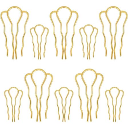 10 stk. Chignon-hårnål i zinklegering, U-formet, 4-tandet La
