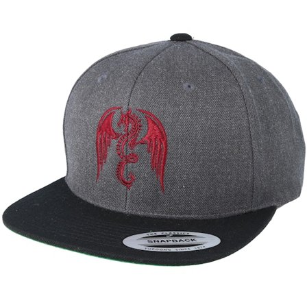 Tattoo Collective - Grå snapback Keps - Dragon Heather Charcoal/Black Snapback @ Hatstore