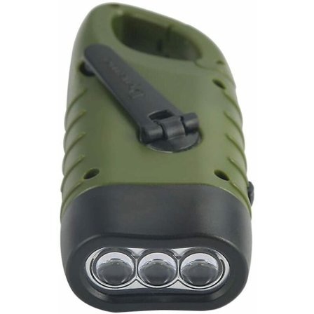 Solar Crank lommelygte genopladelig LED backup generator med klip til camping, bjergbestigning, vandreture, rygsækrejser - Army Green