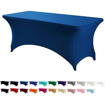 183 cm elastiskt bordsöverdrag för pyssel, spandex elastiskt bordsöverdrag, tvättbart och skrynkelfritt kungsblått