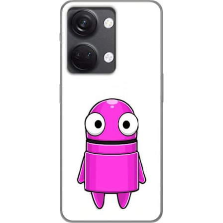 Kompatibelt Mobilskal till OnePlus OnePlus Nord 3 Rosa tecknad figur med en rund form och stora ögon på en mörk bakgrund