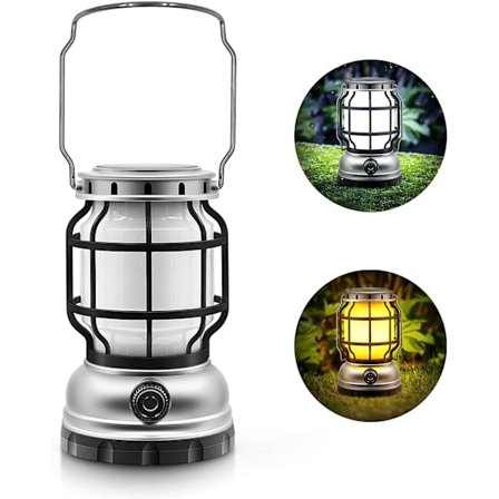 Bærbar og Oppladbar LED Solcellelykt med Powerbank, Utendørs Belysning, Ideell for Camping eller Telting