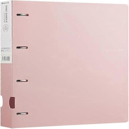Hållbar 4-rings perm, med fingerhull, mappe, 2", A4-størrelse, rommer 240 ark, 3,15" hullavstand, kontorrekvisita, rosa