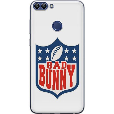 Kompatibelt Mobildeksel til Huawei P smart Bad Bunny rød grafisk plakat med portrett og typografi i latinamerikansk popdesign