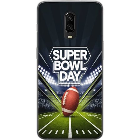 Yhteensopiva Puhelinkuori OnePlus 6T Super Bowl Day juliste, jossa amerikkalainen jalkapallo valaistuksella varustetulla areenalla dramaattisessa urhe